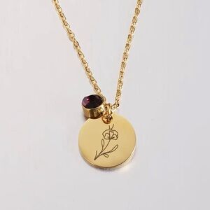 February Antique Gold Tone Birth Flower Charm Necklace NWT